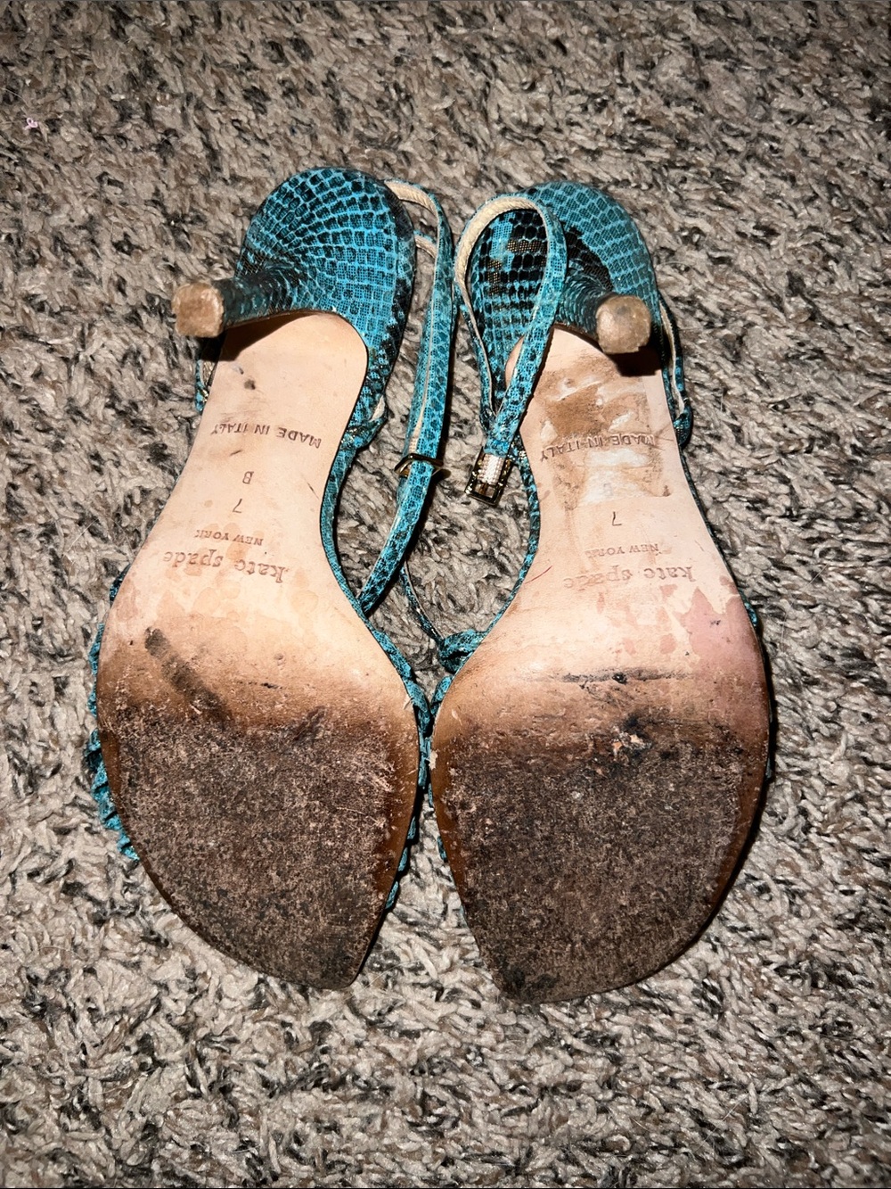 kate spade Teal Strappy Snakeskin Heels - Picture 4 of 4